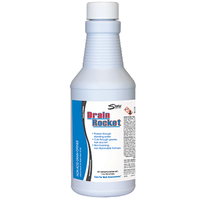 White plastic bottle with blue and white label