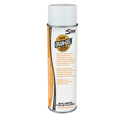 White and orange aerosol spray can with orange Stinger label