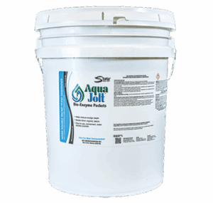 White 5-gallon pail with blue and white label