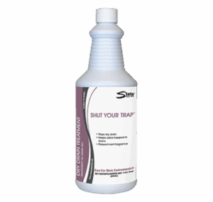 White spray bottle with purple and white label