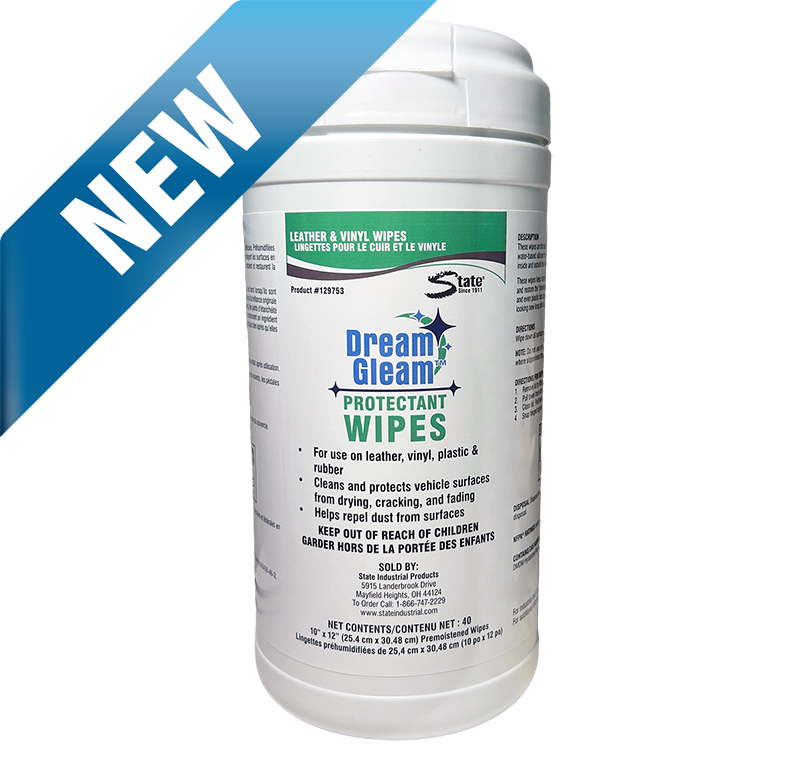 Dream Gleam Protect Wipes with "NEW" Banner attached.
