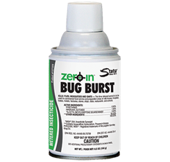 Aerosol can with white cap and green and white label