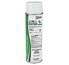 White aerosol spray can with green and white label