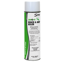 White aerosol spray can with green and white label